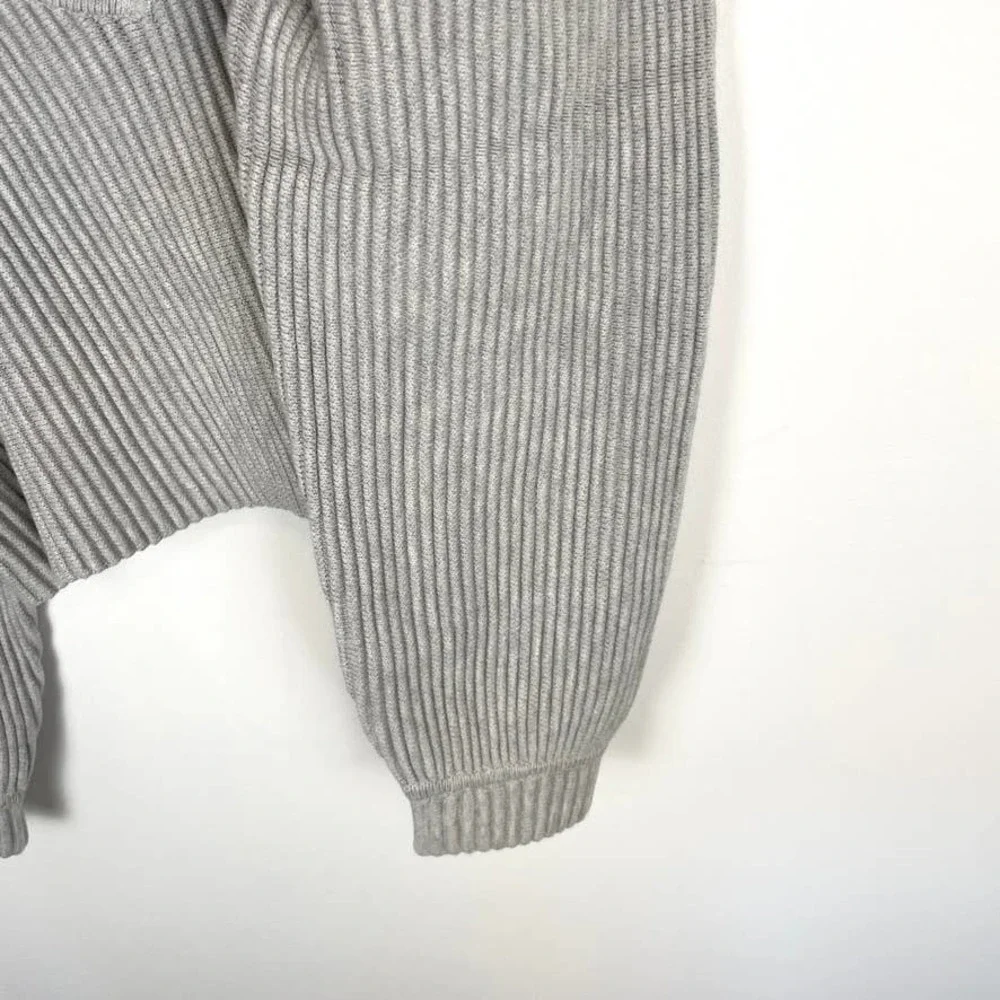 Lunya Cozy Cotton Silk Reversible Ribbed Pullover Sweater Mellow Grey Heather - Picture 8 of 15